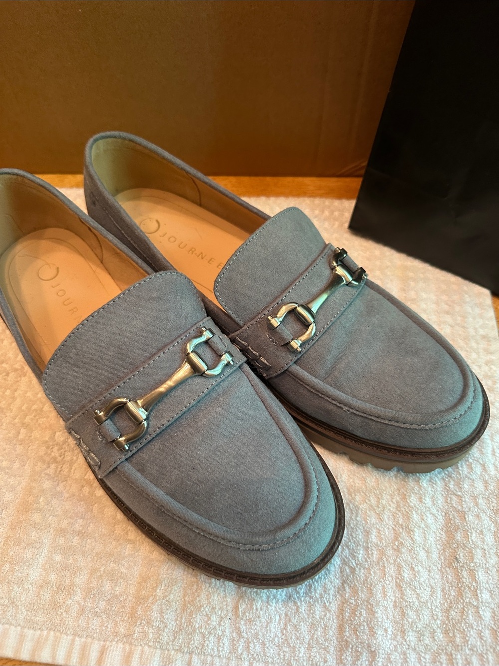 Journee Collection Blue Suede Bit Loafers